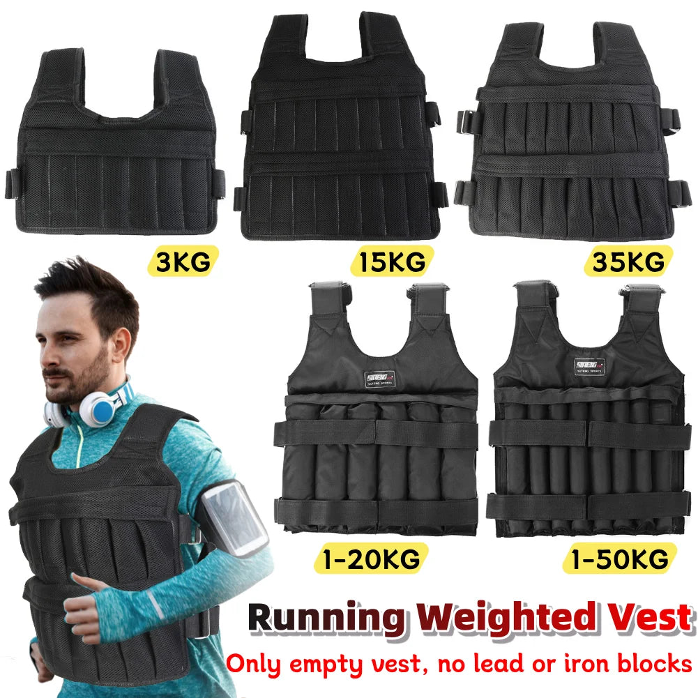 Running Weighted Vest 3/15/35Kg 1-20/1-50KG Adjustable Workout Weight Vest Exercise Vest for Workout Strength Training Running